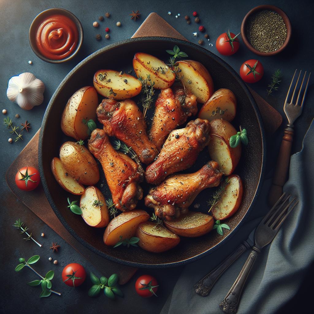 Chicken wings and oregano au gratin potatoes