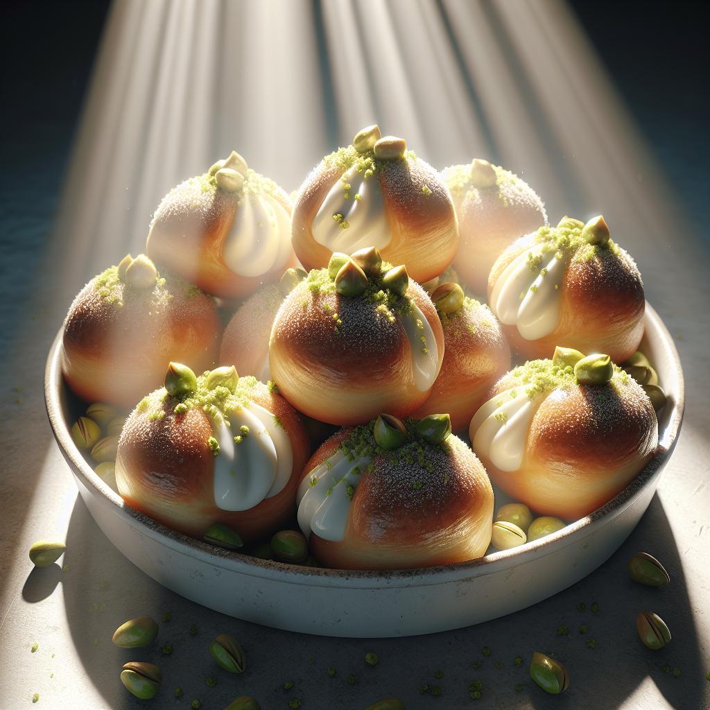 Cream Puffs with Ricotta and Pistachio Cream