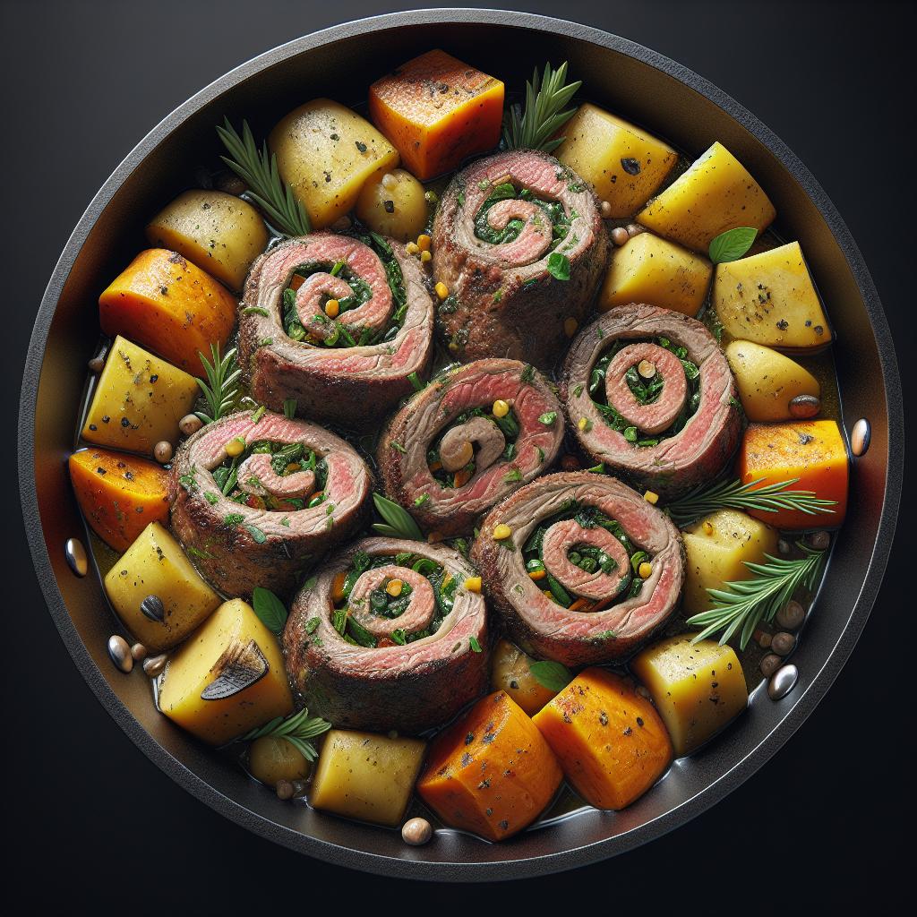 Herb Braciole with Pumpkin and Potatoes