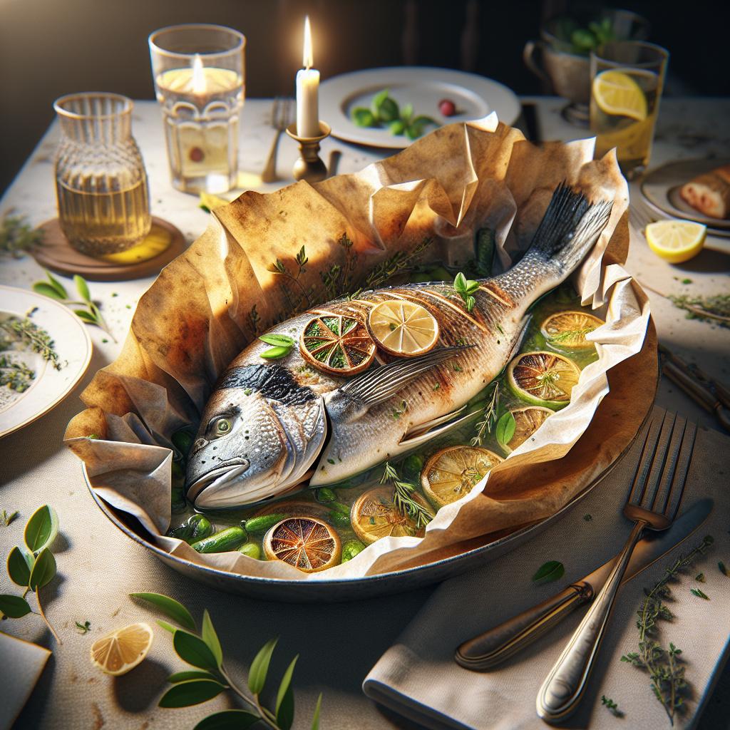 Sea bass in parchment