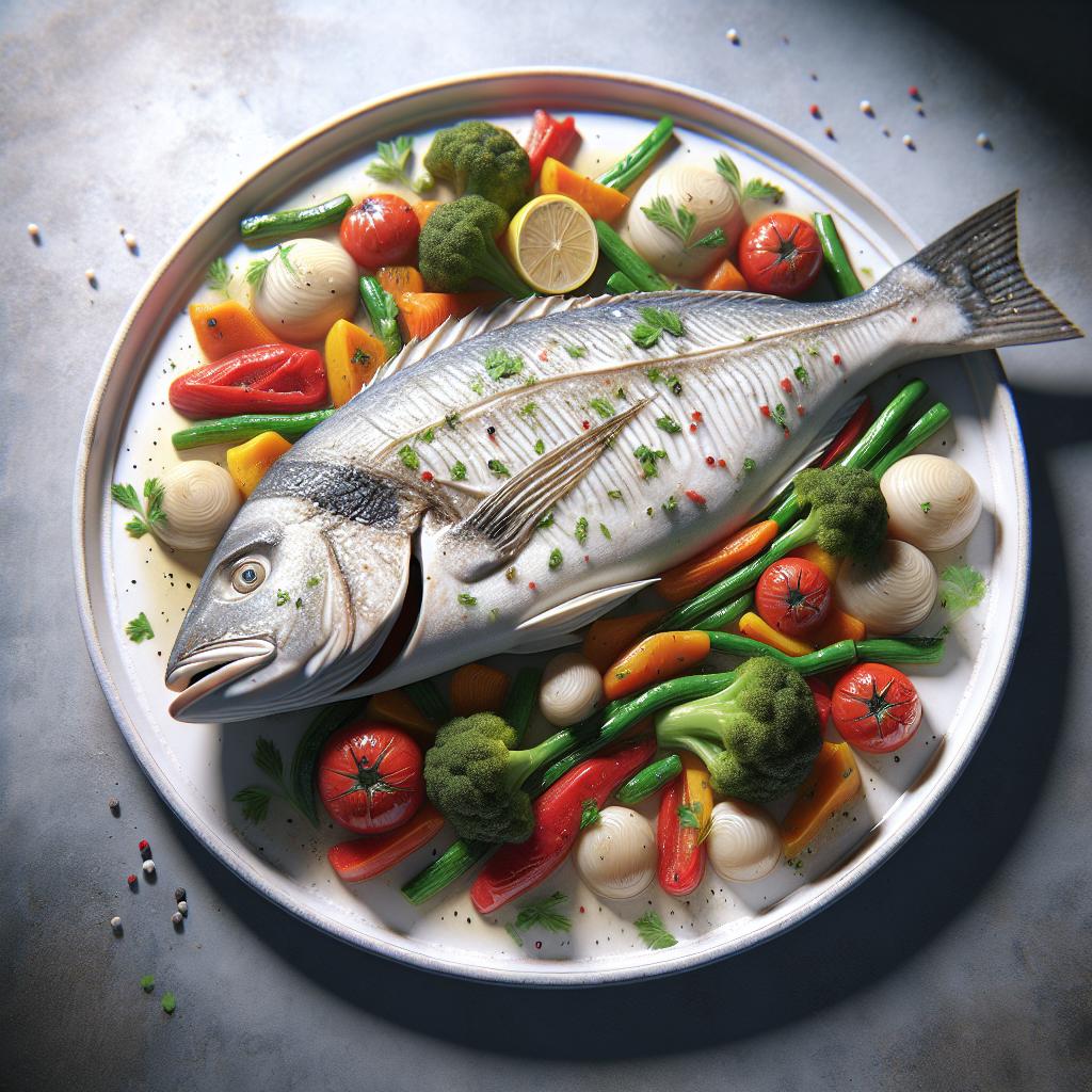 Steamed Sea Bass with Seasonal Vegetables
