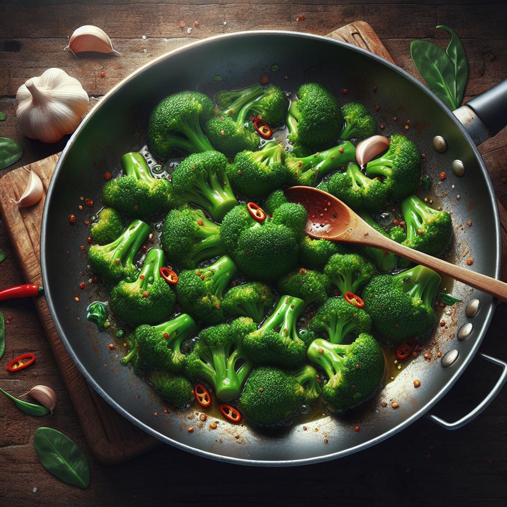 Broccoli sautéed in pan