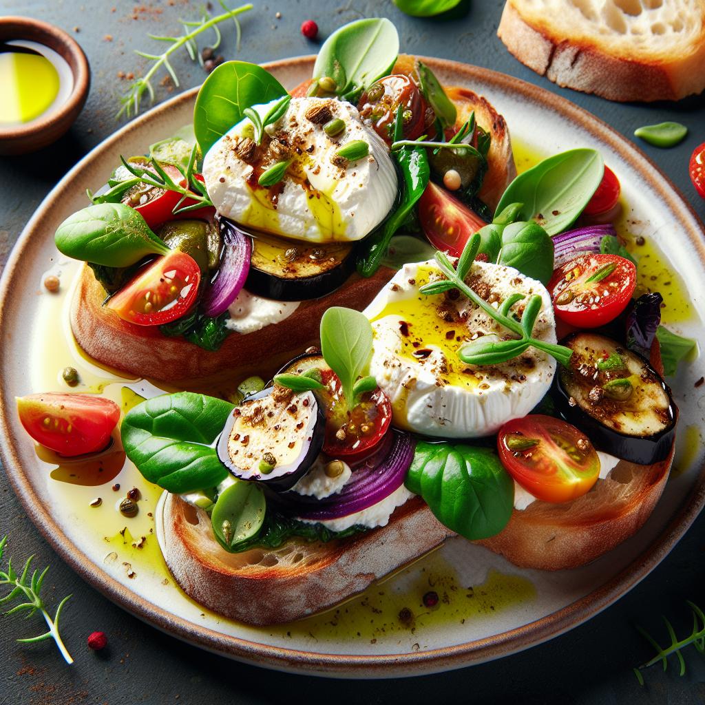 Bruschetta with Burrata and Vegetables