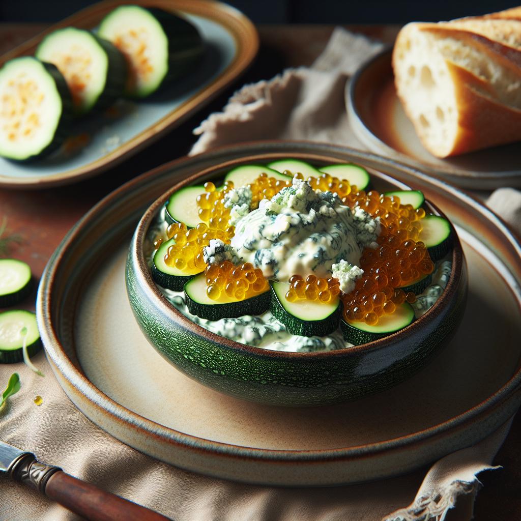 Zucchini Caviar with Gorgonzola Cream