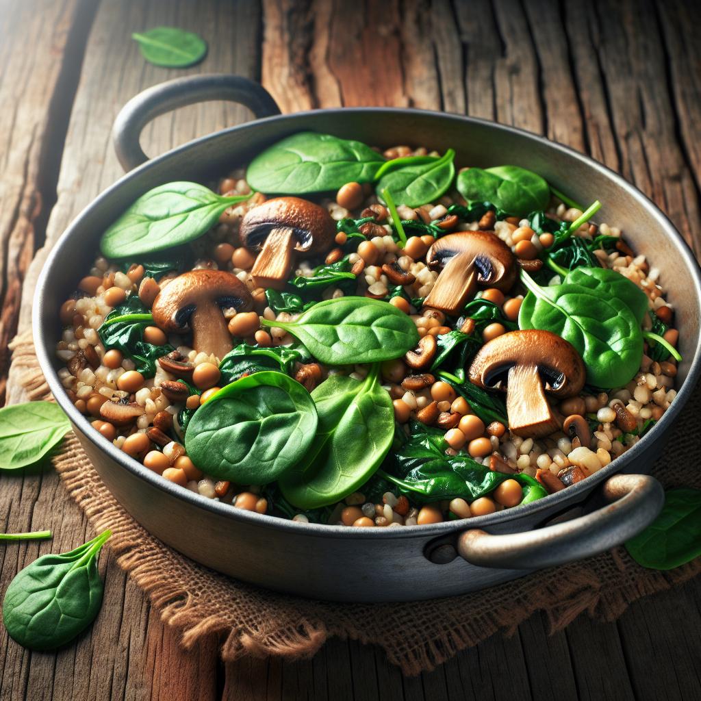 Legume Flour Gnocchi with Mushrooms and Spinach