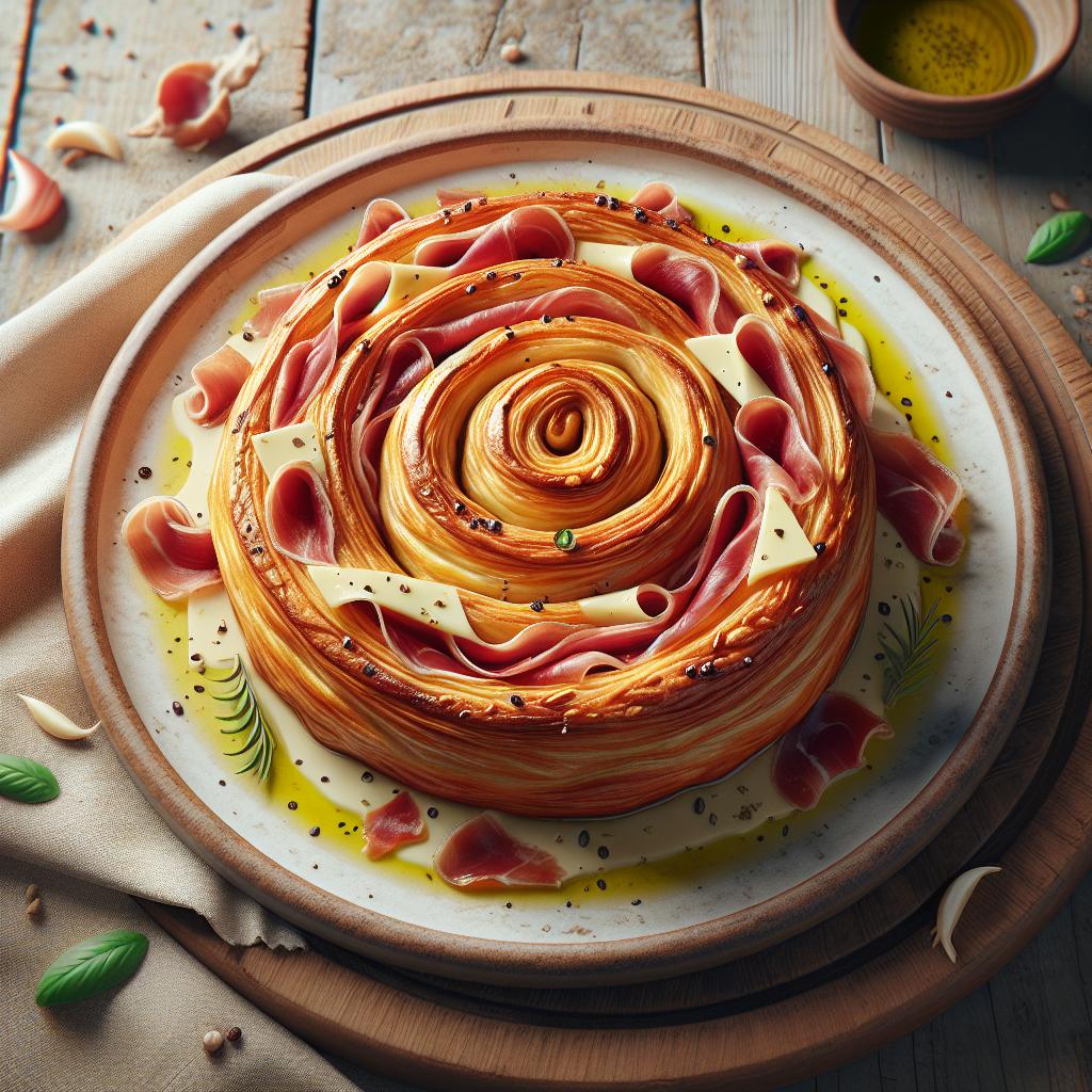 Puff Pastry Snail with Ham and Fontina Cheese