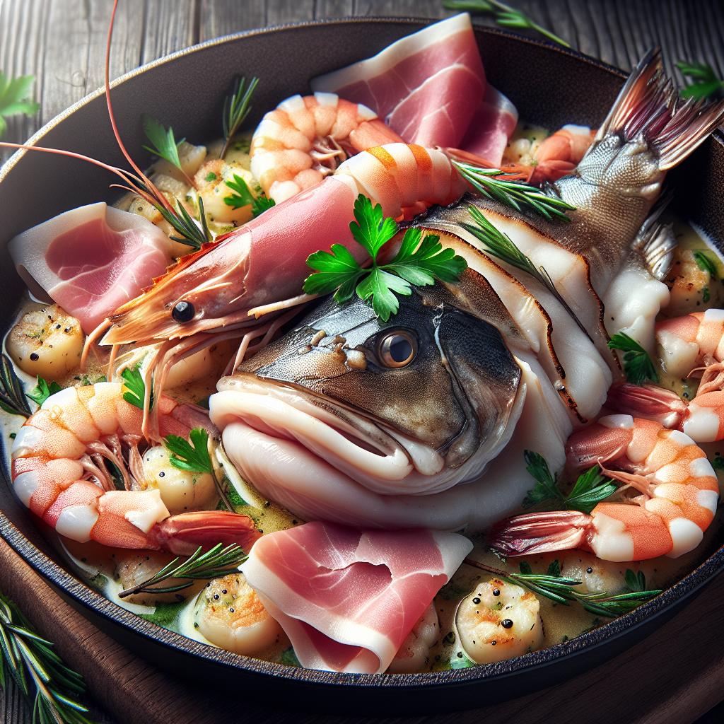 Monkfish Tails with Shrimp and Speck