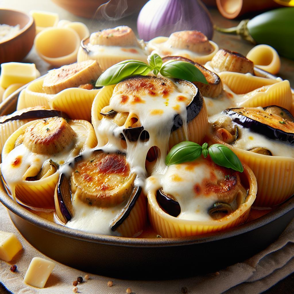 Conchiglioni stuffed with eggplant and mozzarella