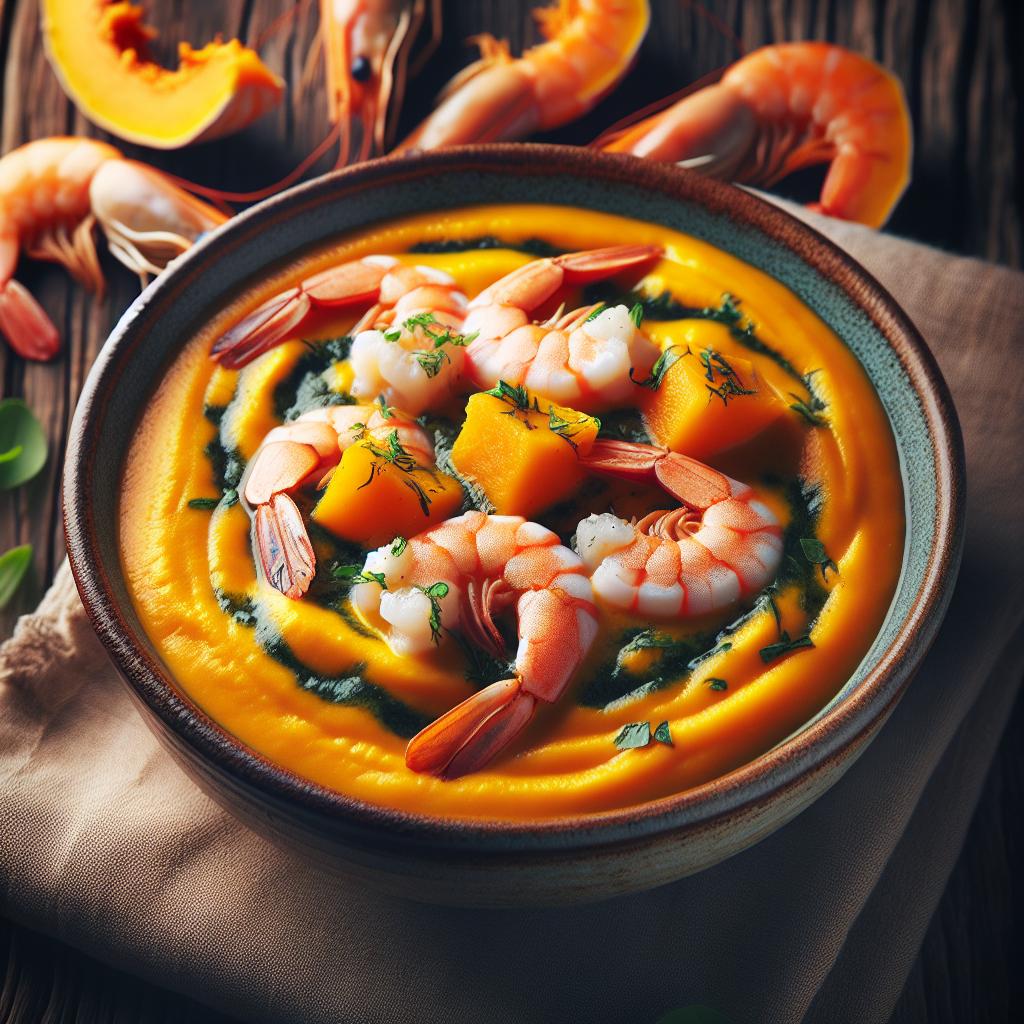 Pumpkin Cream and Shrimp Soup