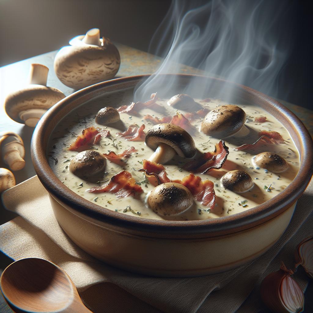 Savory cream with mushrooms and bacon