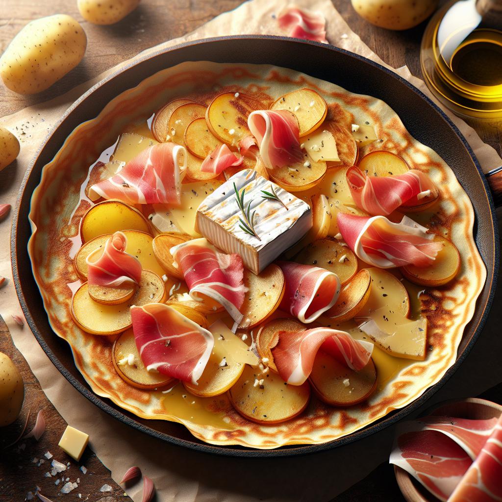 Potato Crepes with Brie and Ham