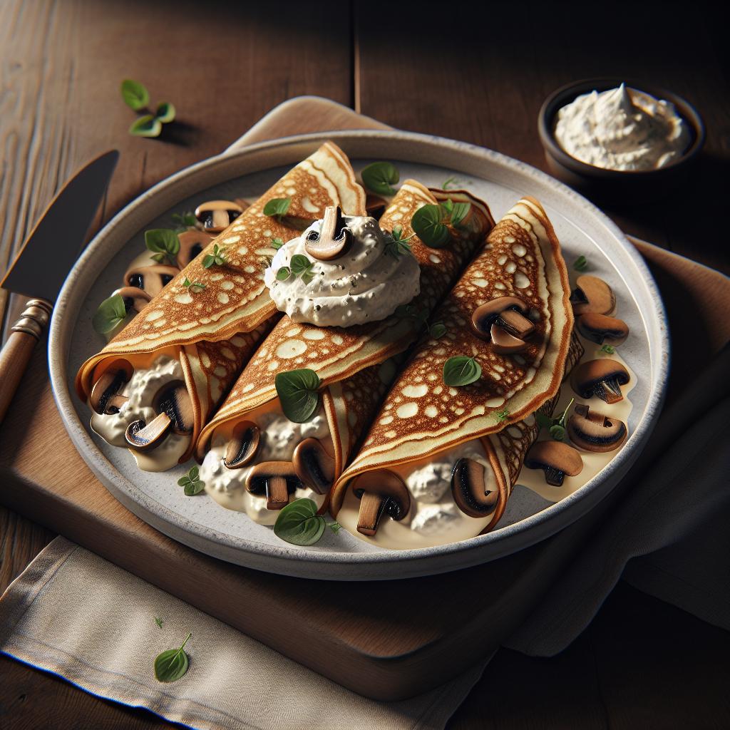 Wholemeal Mascarpone and Mushroom Crepes
