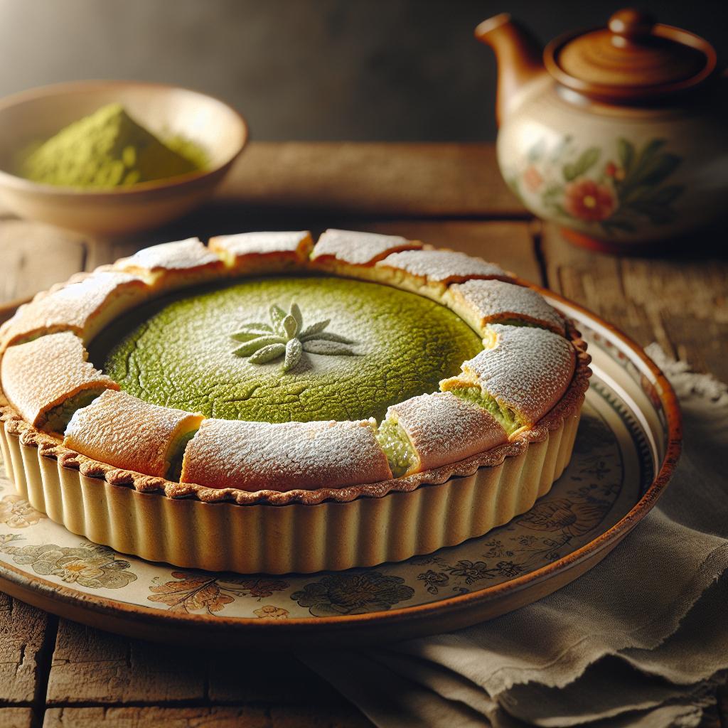 Matcha tea cream tart
