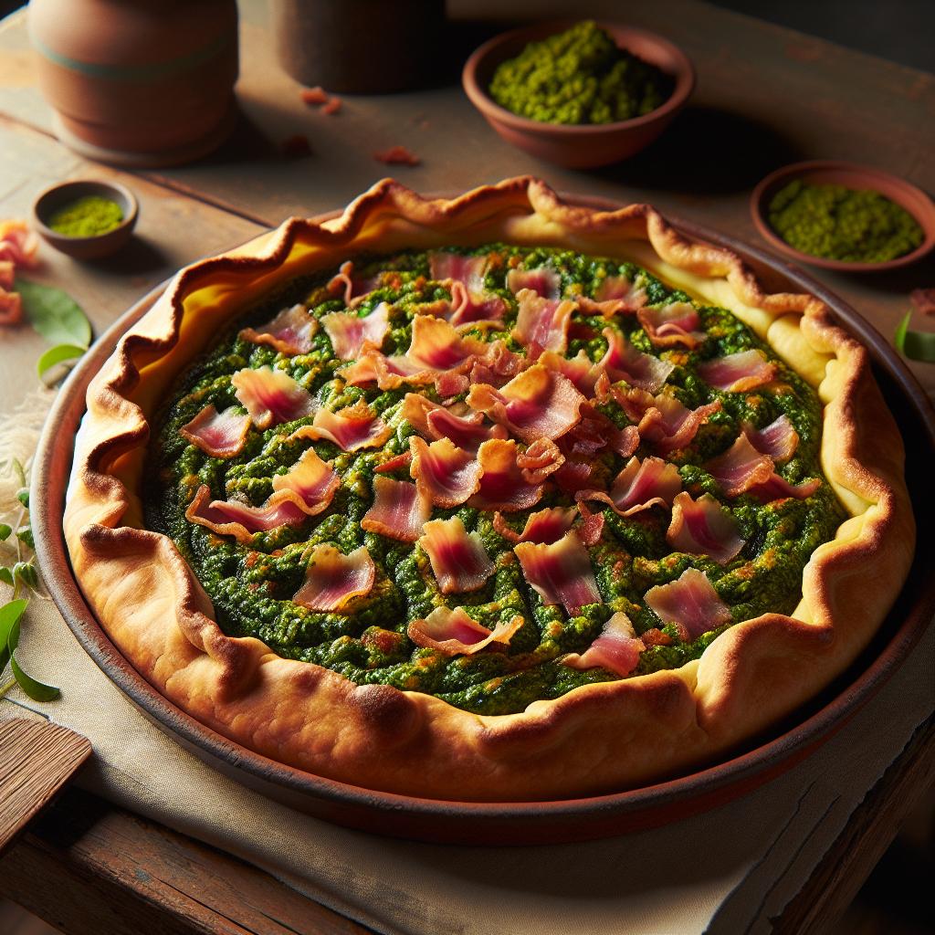 Tart with Mixed Pesto and Pancetta