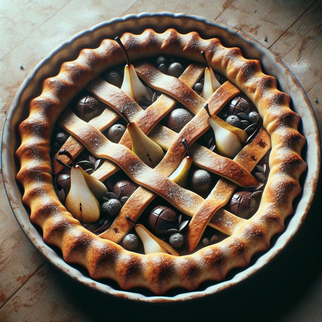 Soft Pear and Chocolate Tart