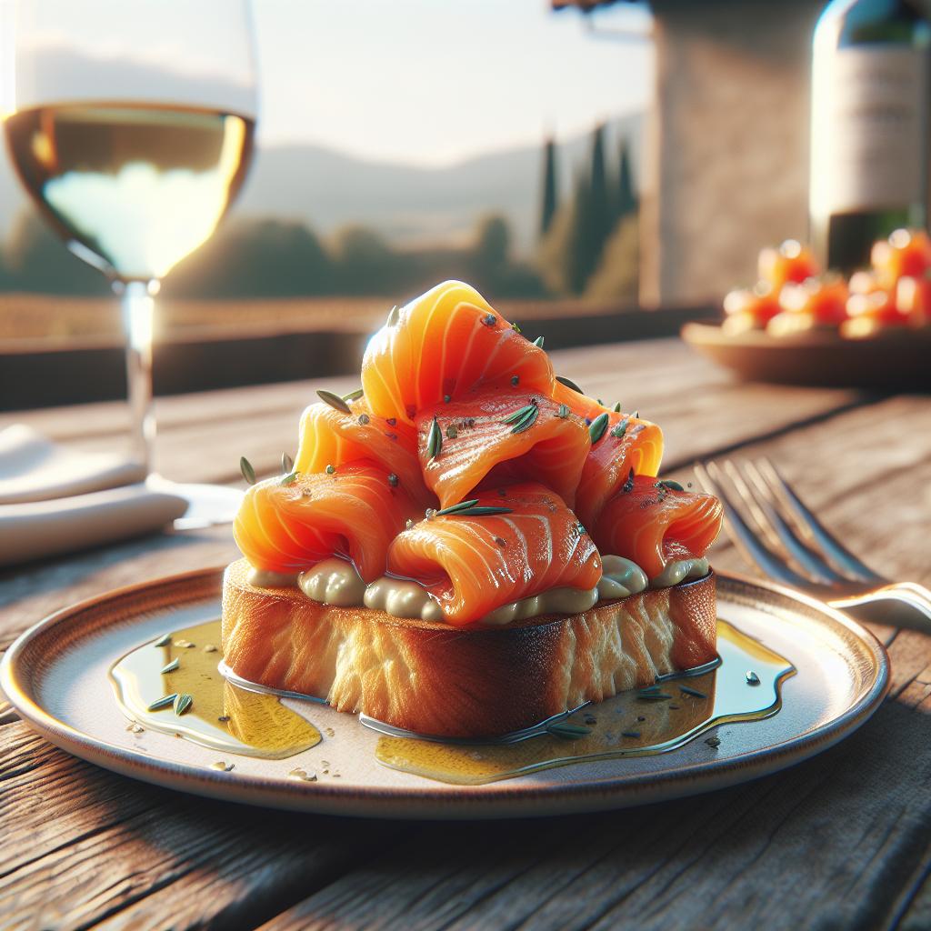 Crostino with marinated salmon
