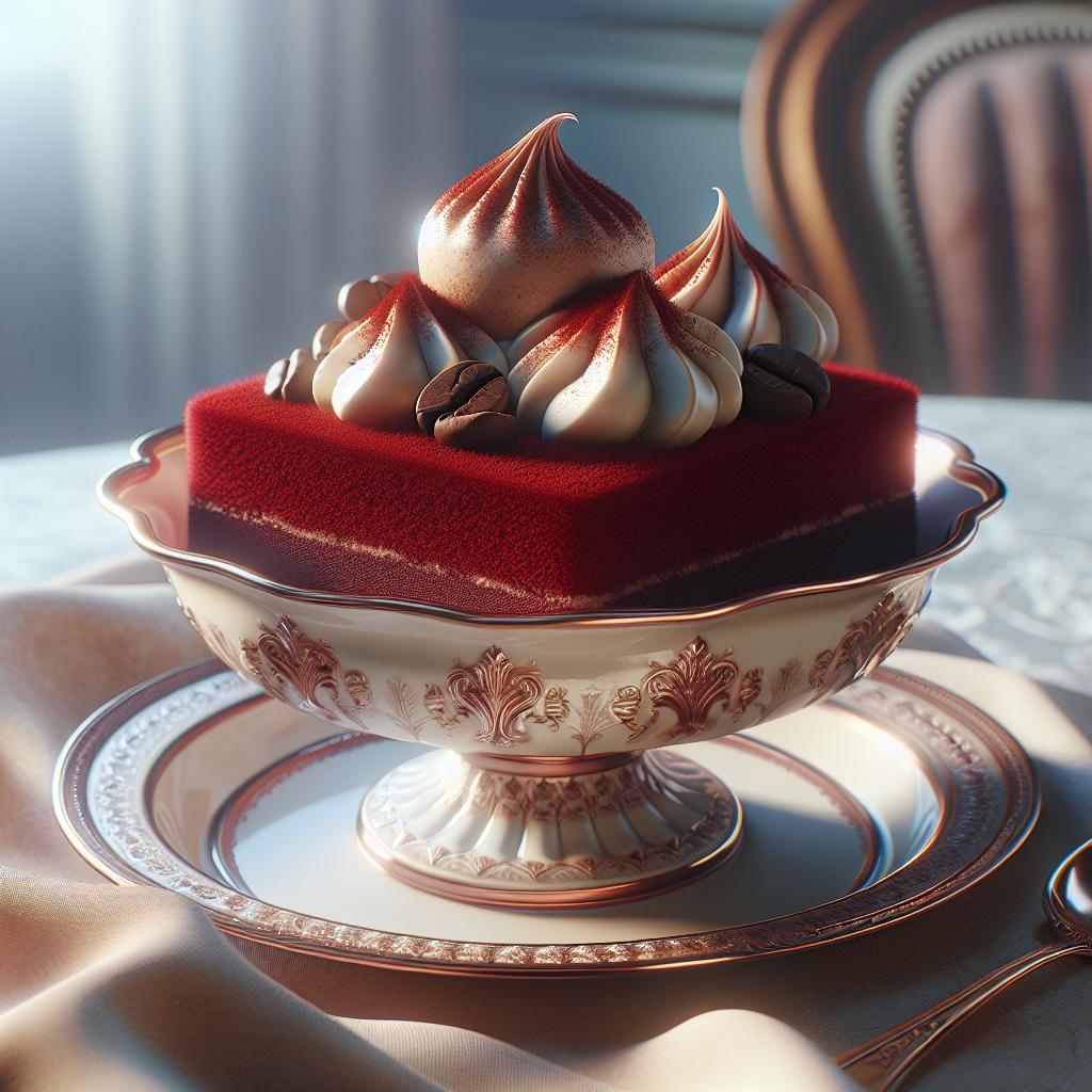 Red velvet heart with coffee mousse