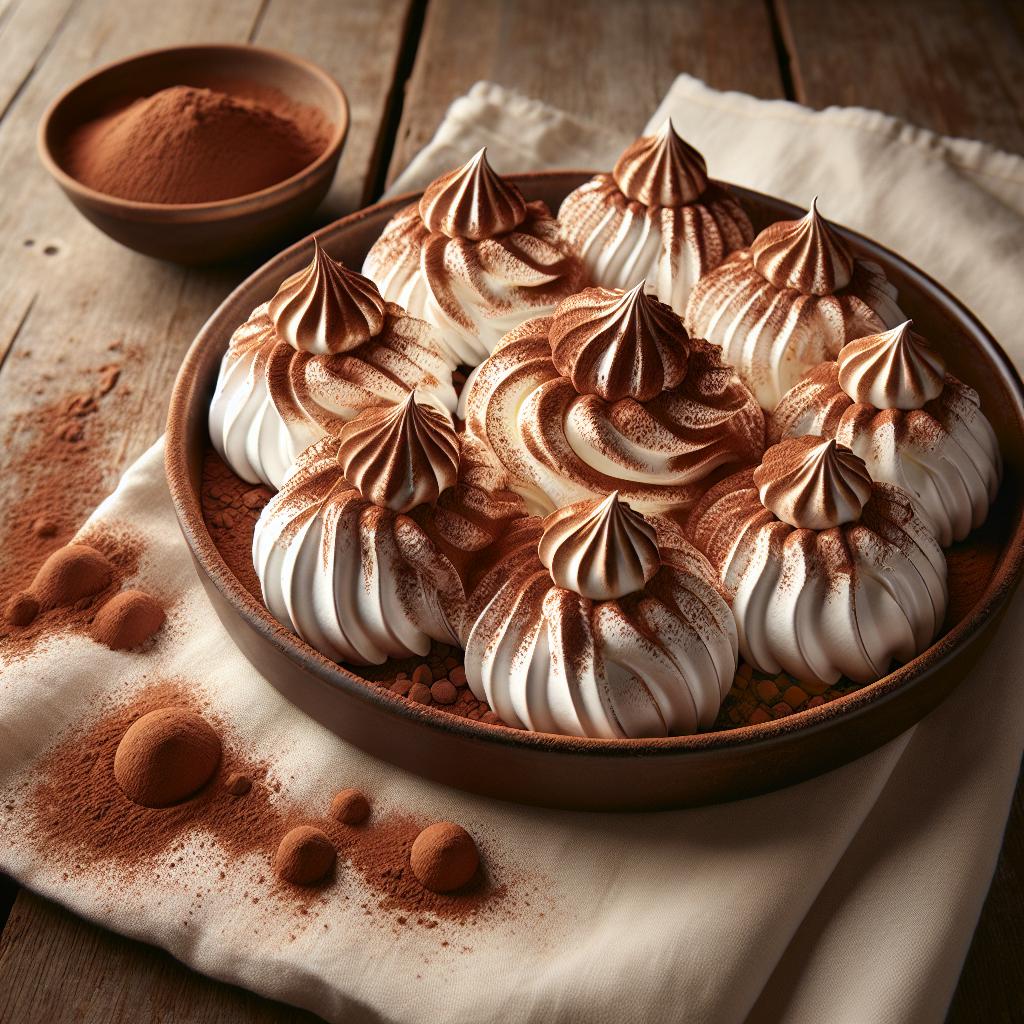 Double meringues with whipped cocoa cream