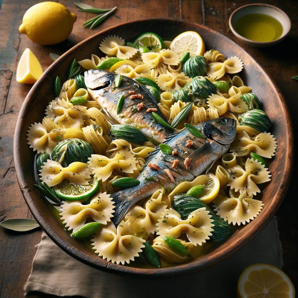 Farfalle with Fish and Escarole
