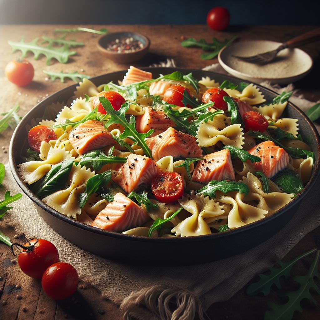 Farfalle with Salmon, Arugula, and Cherry Tomatoes