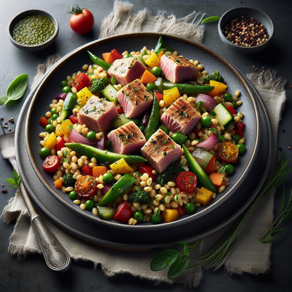 Spelt with Vegetables and Tuna