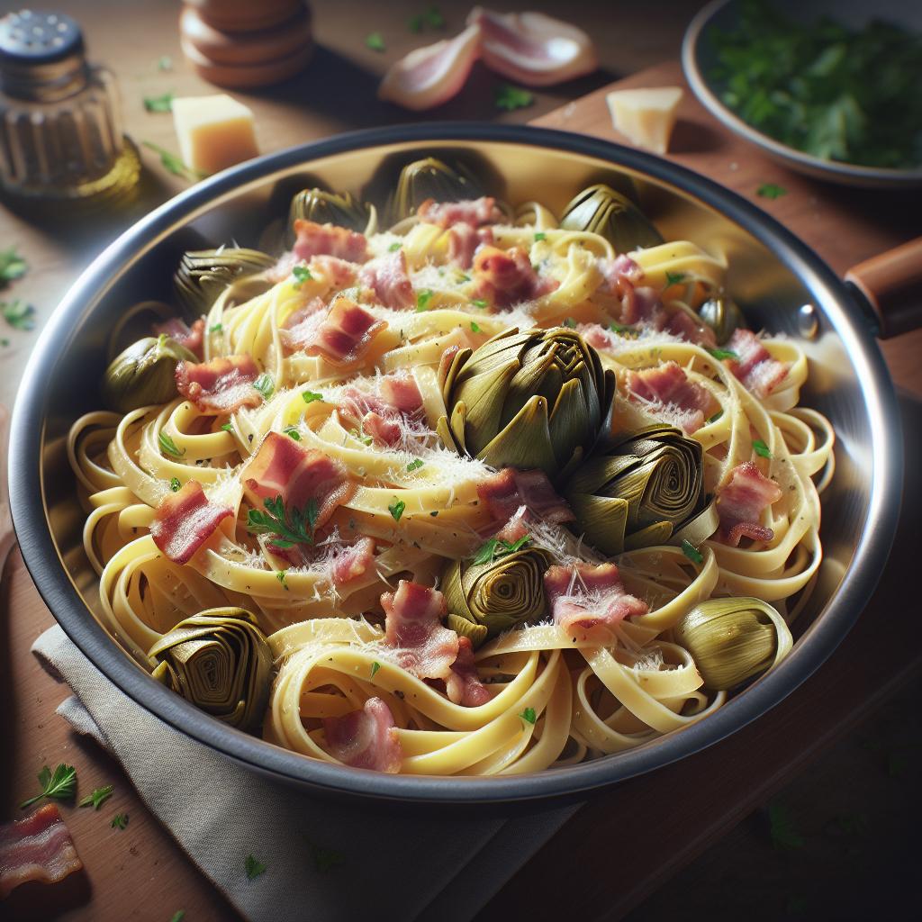 Fettuccine with Artichokes and Pancetta