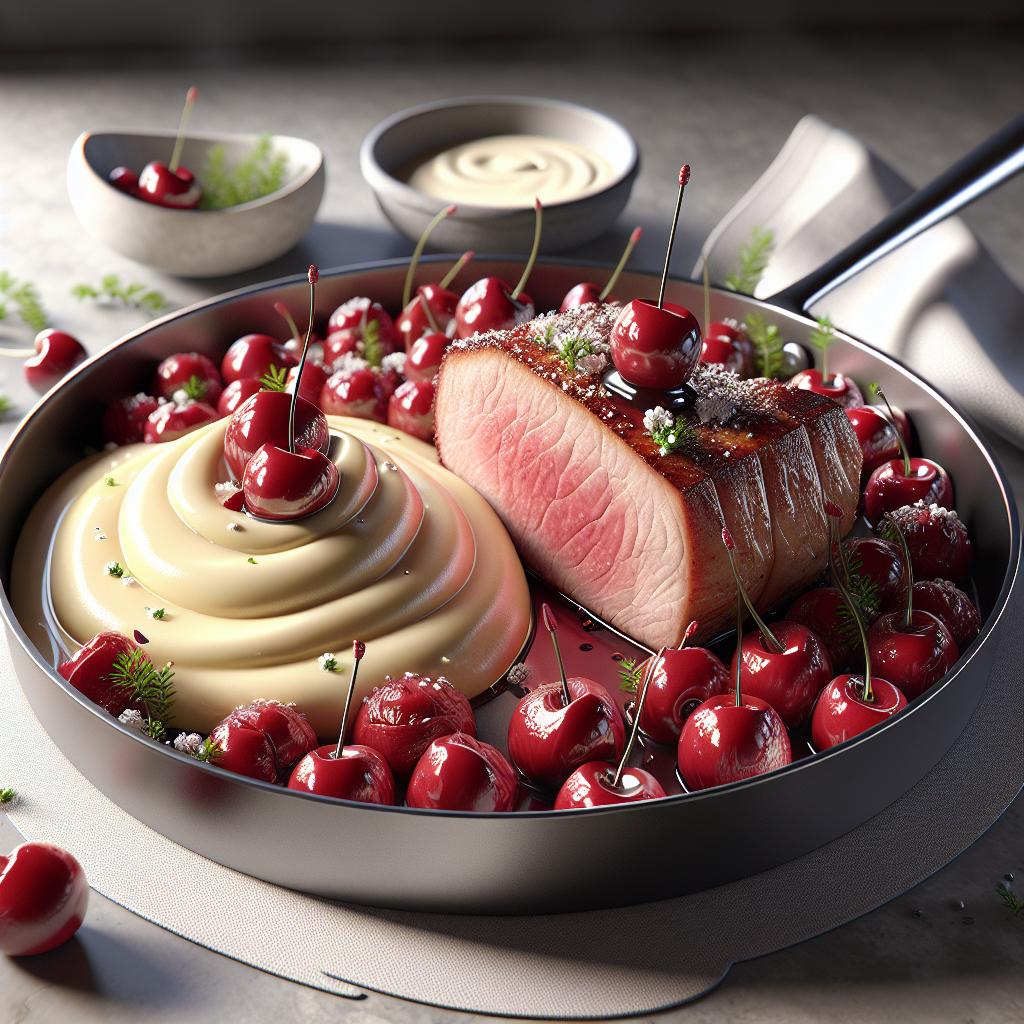 Pork Tenderloin with Cherry Sauce and Creamy Mashed Potatoes
