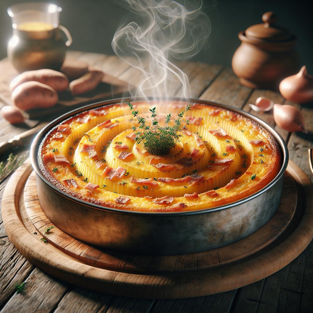 Potato Bacon and Thyme Flan