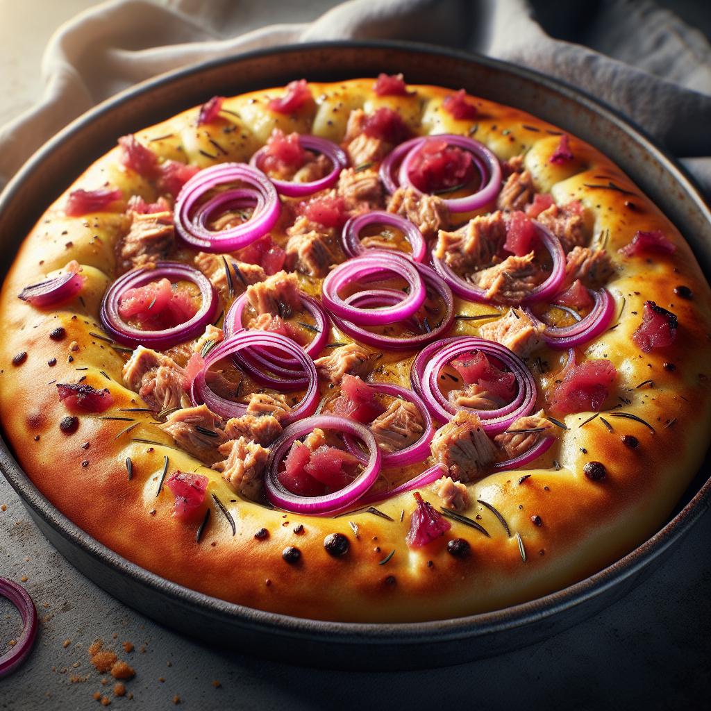Focaccia with Red Onions and Tuna