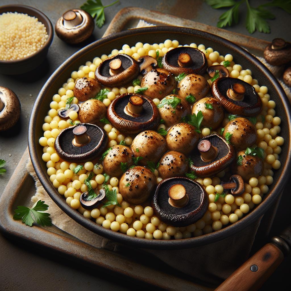 Fregola with portobello mushrooms