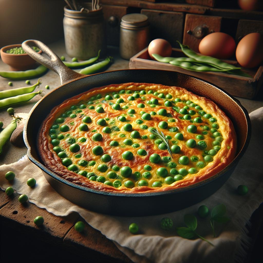 Frittata with peas, broad beans, and green beans
