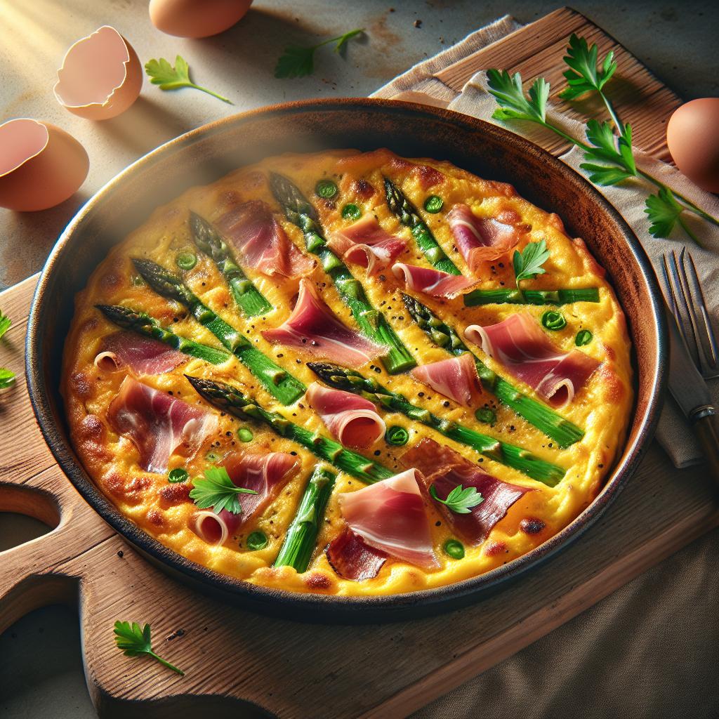 Omelette with Wild Asparagus and Speck