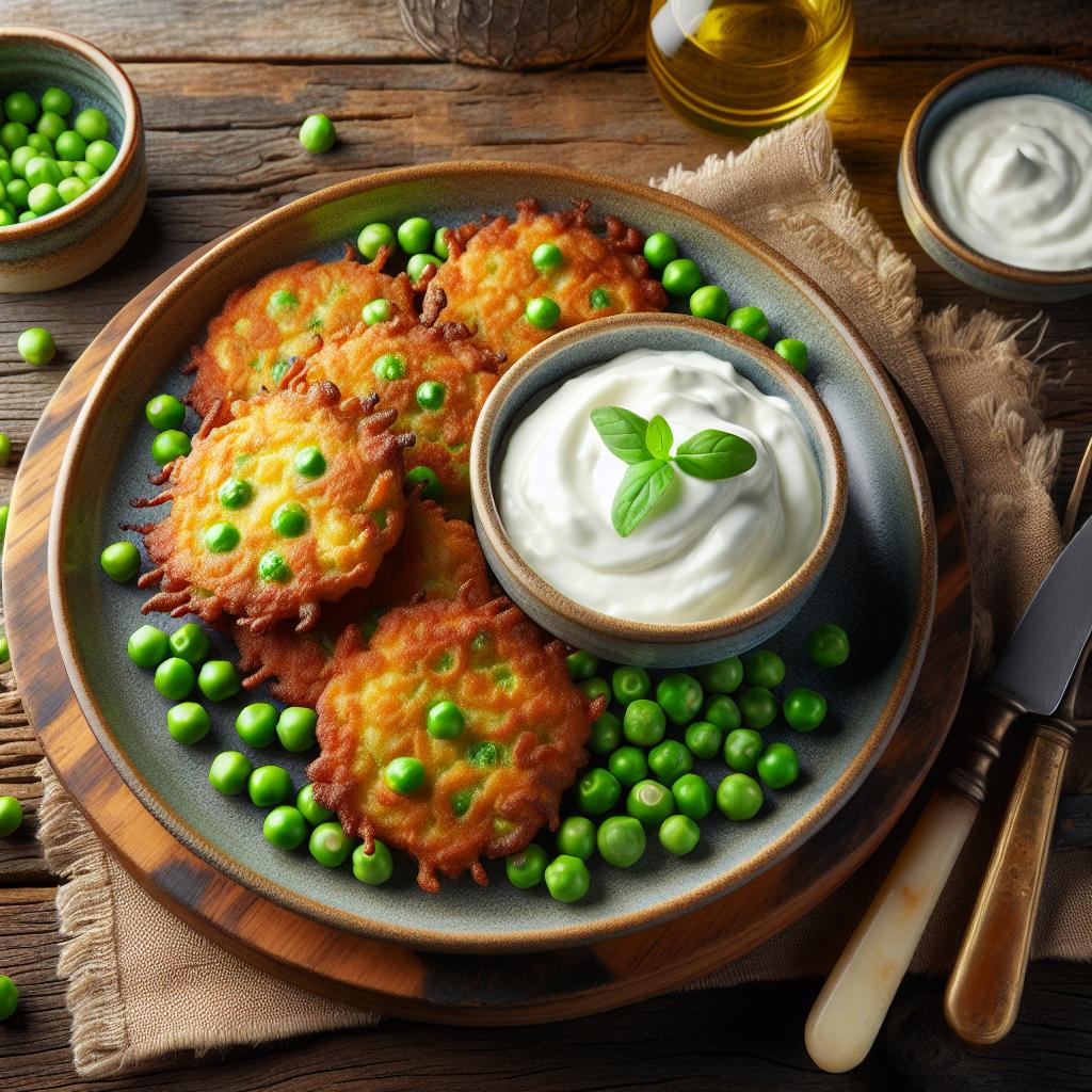 Pea Fritters with Yogurt Sauce