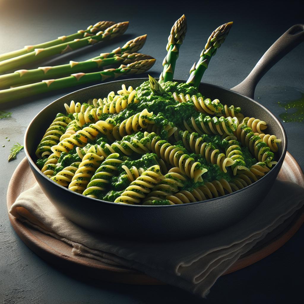 Fusilli with asparagus pesto