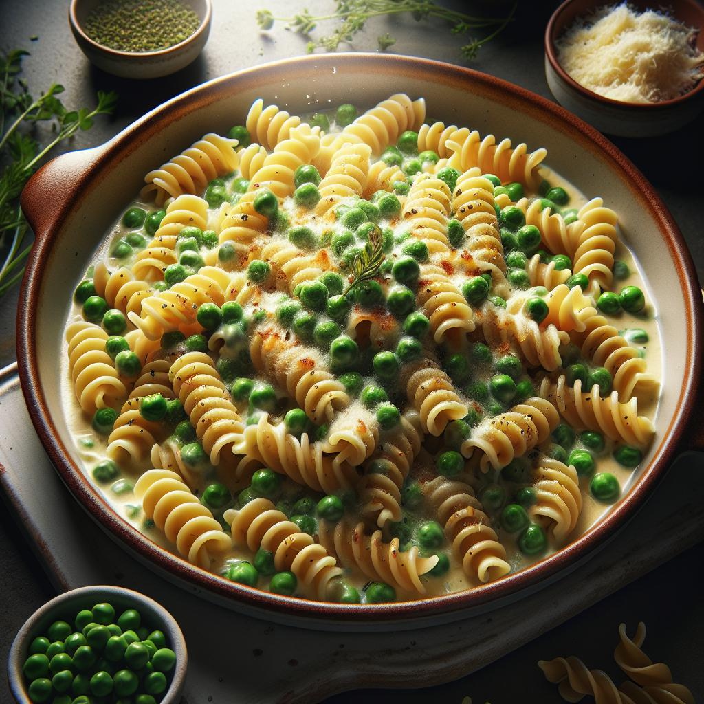 Fusilli with pea and pecorino cream