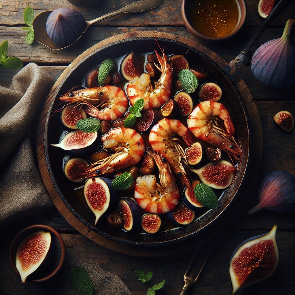Sautéed Prawns with Figs and Mint