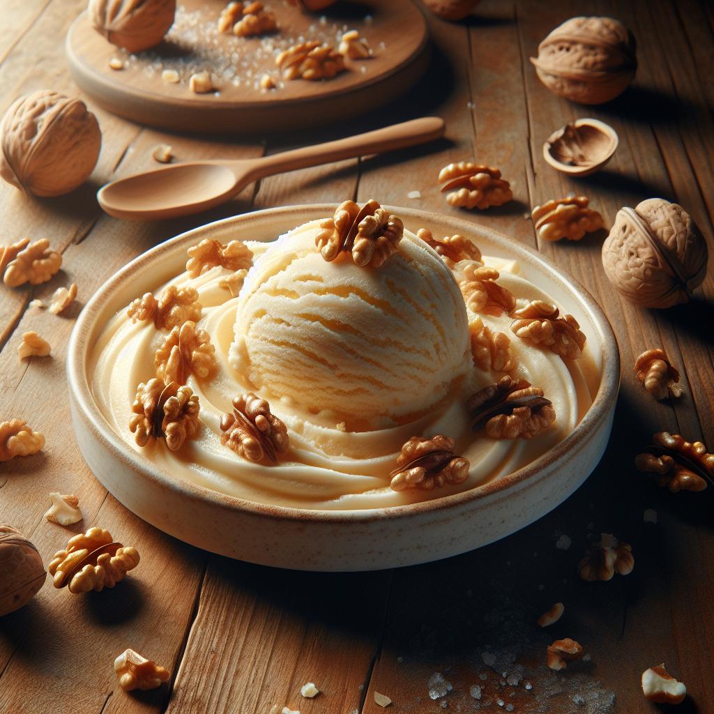 Vanilla Ice Cream with Crunchy Walnuts