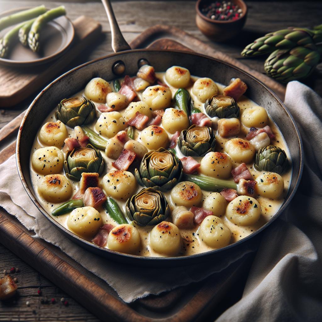 Gnocchetti with artichokes and pancetta