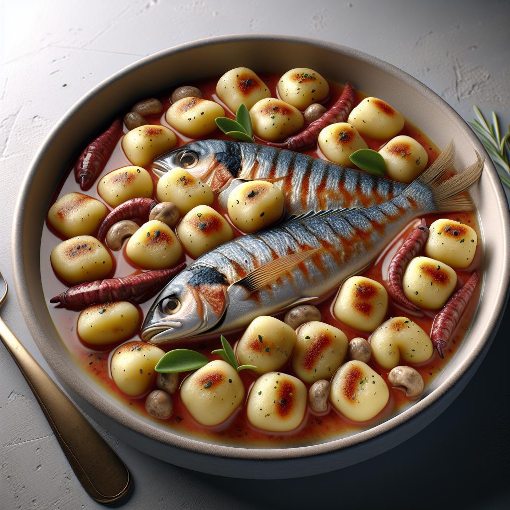 Potato Gnocchetti with Red Mullet and Mushroom Sauce
