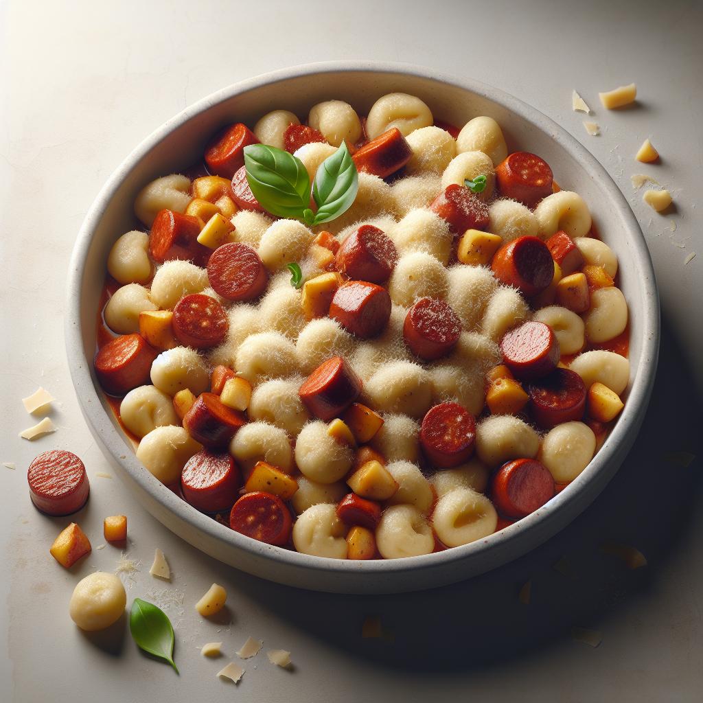 Gnocchi with sausage and apples