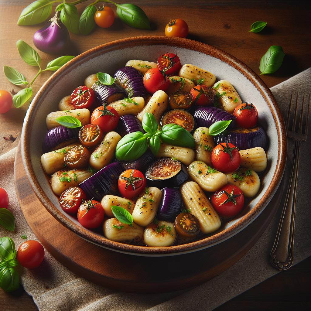 Eggplant Gnocchi with Cherry Tomatoes and Basil