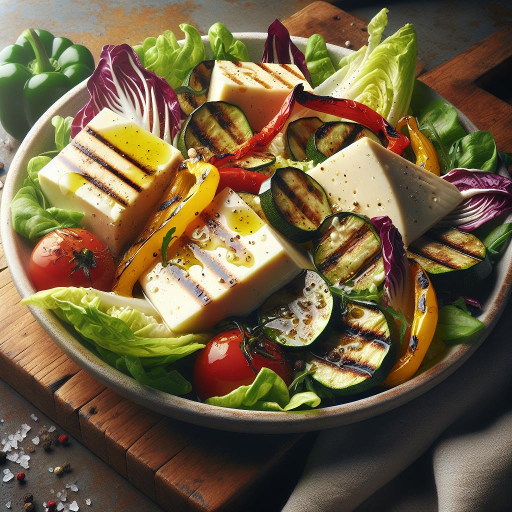 Salad with Scamorza Cheese and Grilled Vegetables