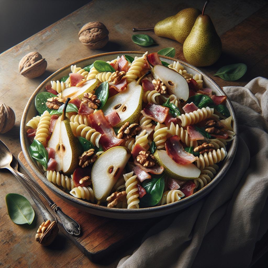 Pasta Salad with Pears, Bacon, and Walnuts