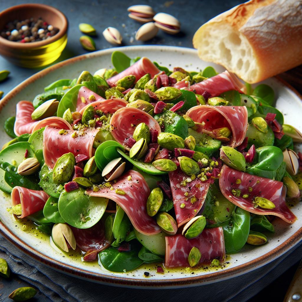 Mortadella and pistachios salad