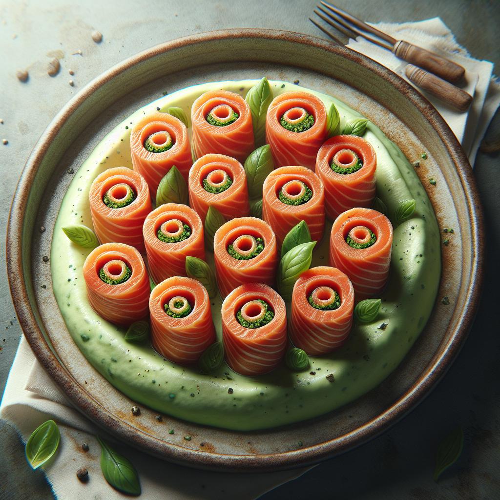 Salmon Rolls and Zucchini Mousse