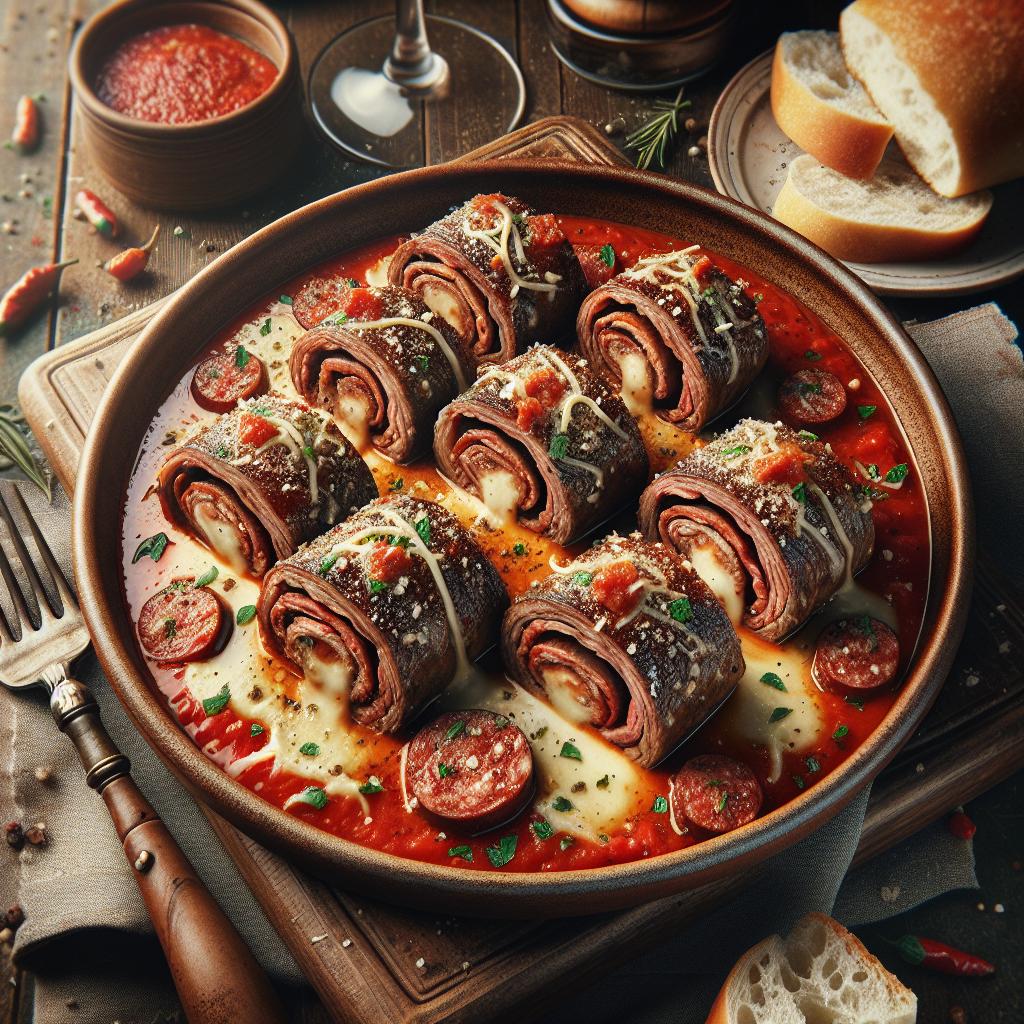 Sausage and Provolone Stuffed Meat Rolls