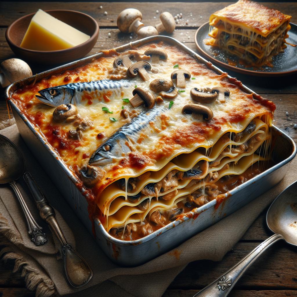Lasagna with Mackerel Ragout and Mushrooms