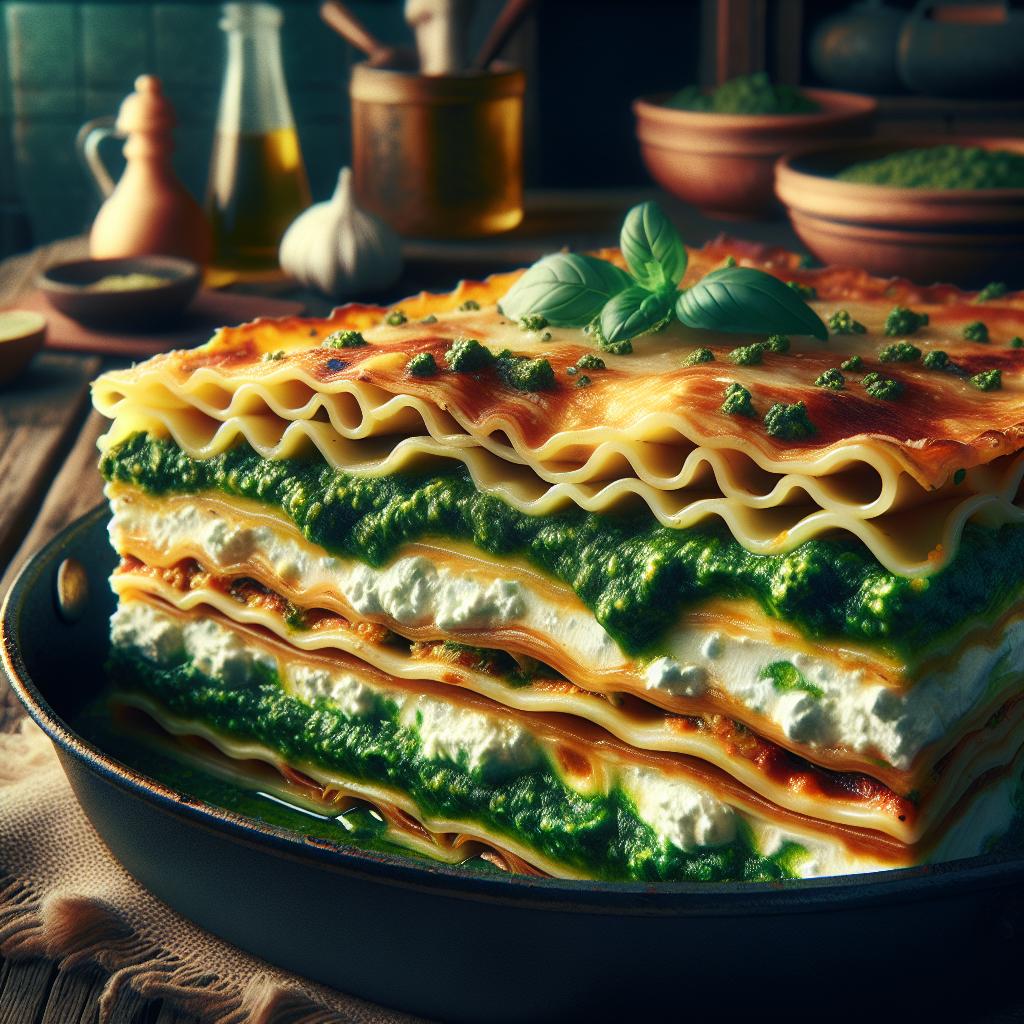 Ricotta and Pesto Lasagne