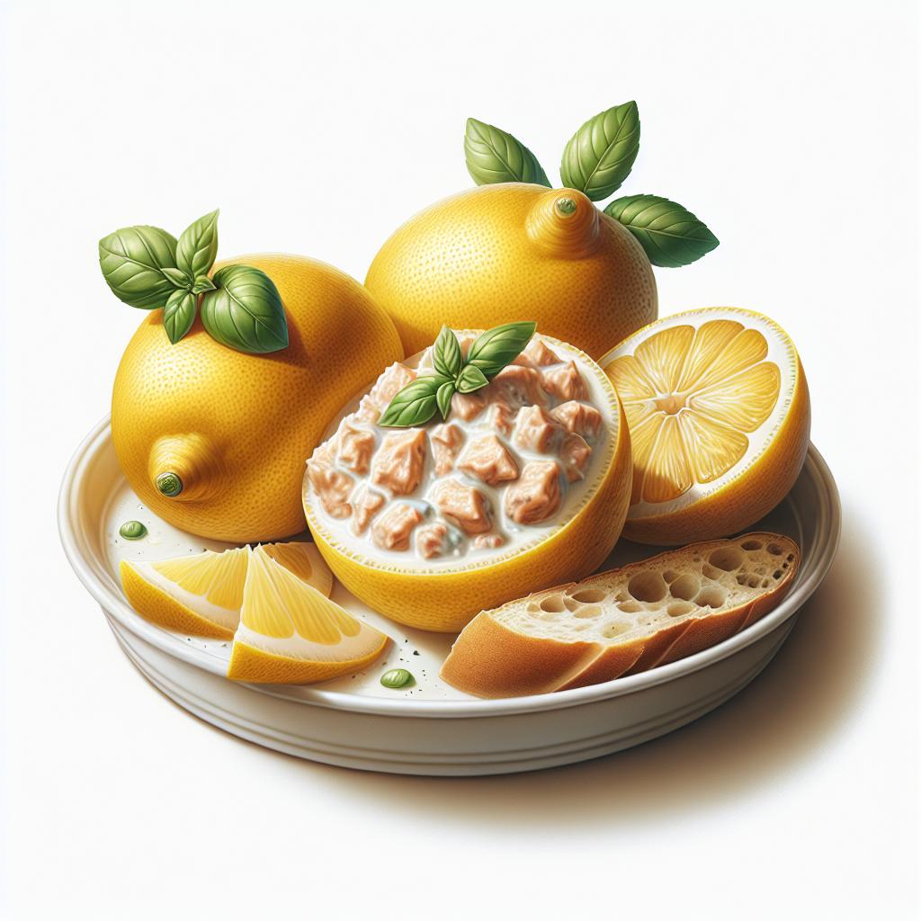 Lemons filled with tuna cream