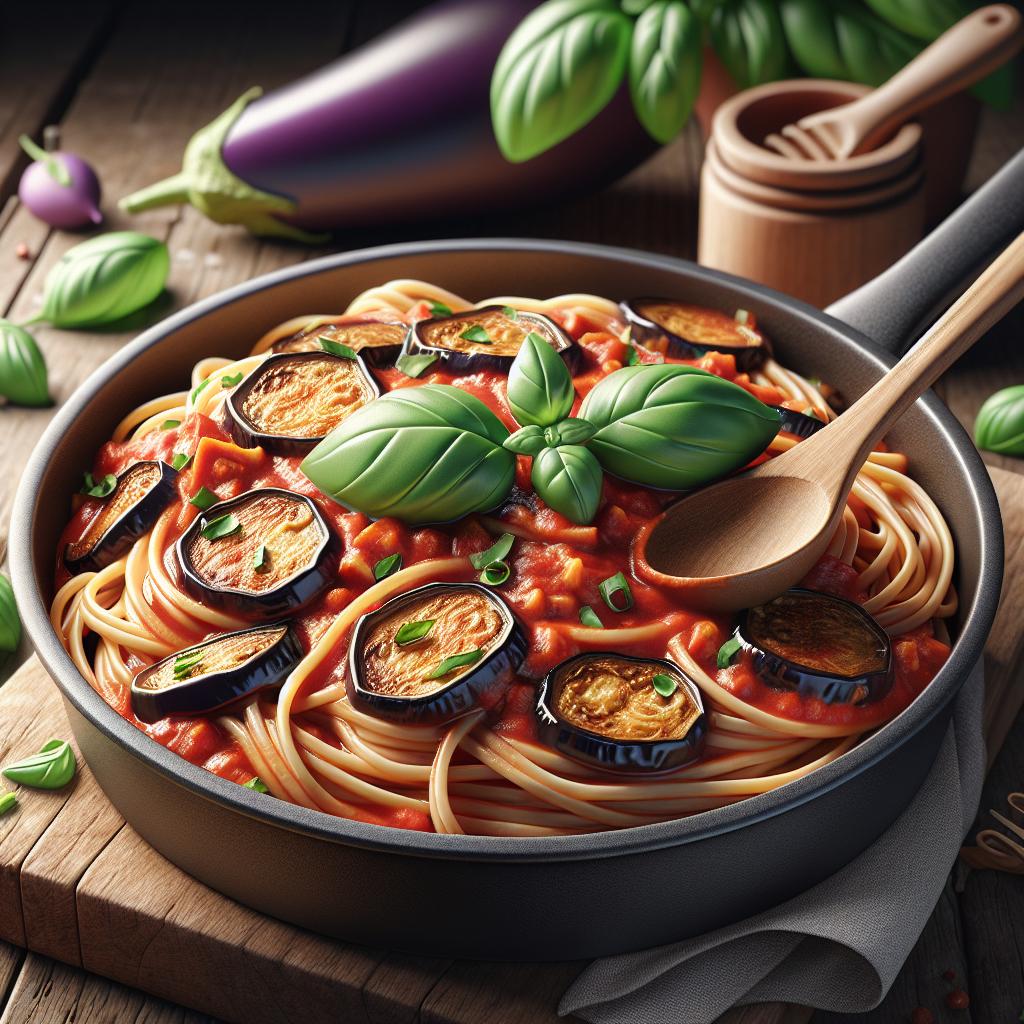 Linguine with Red Eggplants